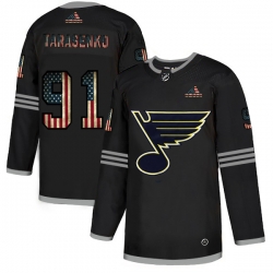 Men St.Louis Blues 91 Vladimir Tarasenko Black USA Flag Fashion Adidas Jersey