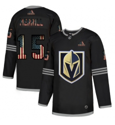 Men Vegas Golden Knights 15 Jon Merrill Black USA Flag Fashion Adidas Jersey