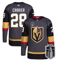 Men Vegas Golden Knights 28 William Carrier Gray 2023 Stanley Cup Final Stitched Jersey