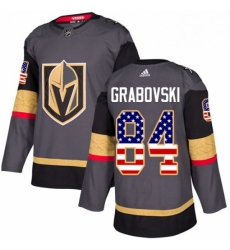 Mens Adidas Vegas Golden Knights 84 Mikhail Grabovski Authentic Gray USA Flag Fashion NHL Jersey 