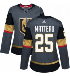 Womens Adidas Vegas Golden Knights 25 Stefan Matteau Authentic Gray Home NHL Jersey 