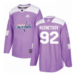 Mens Adidas Washington Capitals 92 Evgeny Kuznetsov Authentic Purple Fights Cancer Practice NHL Jersey 