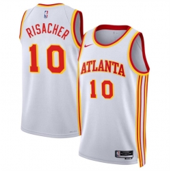 Men Atlanta Hawks 10 Zaccharie Risacher White 2024 Draft Association Edition Stitched Jersey