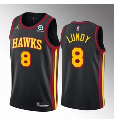 Men Atlanta Hawks 8 Seth Lundy Black 2023 Draft Statement Edition Stitched Jersey