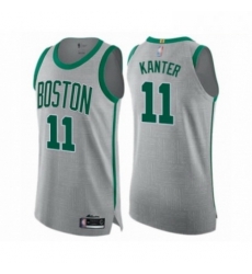 Mens Boston Celtics 11 Enes Kanter Authentic Gray Basketball Jersey City Edition 