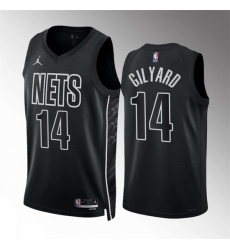 Men Brooklyn Nets 14 Jacob Gilyard Black Statement Edition Stitched Basketball Jersey