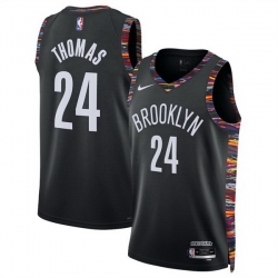 Men Brooklyn Nets 24 Cam Thomas Black 2025 26 City Edition Stitched Basketball Jersey