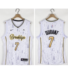 Men Nets 7 Kevin Durant White Nike Christmas Edition Swingman Jersey 42