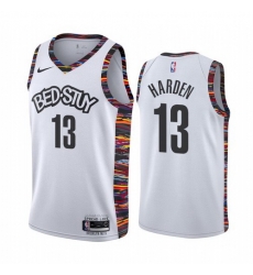 Men Nike Brooklyn Nets 13 James Harden Men 2019 20 White BED STUY City Edition Stitched NBA Jersey