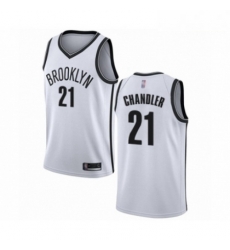 Mens Brooklyn Nets 21 Wilson Chandler Authentic White Basketball Jersey Association Edition 