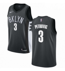 Mens Nike Brooklyn Nets 3 Drazen Petrovic Swingman Gray NBA Jersey Statement Edition