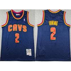 Men Cleveland Cavaliers 2 Kyrie Irving Navy Throwback Stitched Jersey