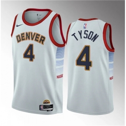 Men Denver Nuggets 4 Hunter Tyson White 2023 Draft Icon Edition Stitched Basketball Jersey