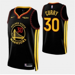 Men Golden State Warriors 30 Stephen Curry Black 2023 24 City Edition Stitched Basketball Jerseys