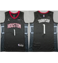 Men Houston Rockets 1 Amen Thompson Black Statement Edition Stitched Jersey Men Houston Rockets 1 Amen Thompson Black Statement Edition Stitched Jersey