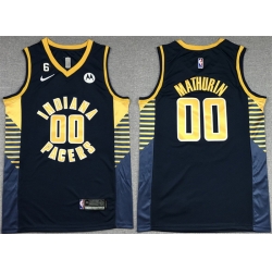 Men Indiana Pacers 00 Bennedict Mathurin Black With NO 6 Patch Stitched Basketball Jersey