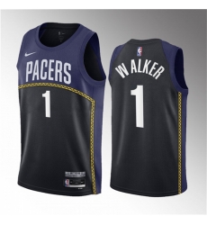 Men Indiana Pacers 1 Jarace Walker Blue 2023 Draft City Edition Stitched Basketball Jersey