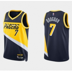 Men Indiana Pacers 7 Malcolm Brogdon 2021 22 Navy City Edition 75th Anniversary Stitched Basketball Jersey