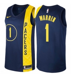 Men Nike Indiana Pacers 1 TJ Warren Navy Blue NBA Swingman City Edition Jersey