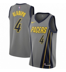 Mens Nike Indiana Pacers 4 Victor Oladipo Swingman Gray NBA Jersey City Edition 