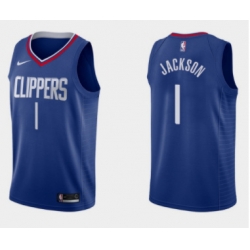 Men Los Angeles Clippers 1 Reggie Jackson Royal Icon Edition Stitched Basketball Jersey