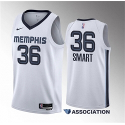 Men Memphis Grizzlies 36 Marcus Smart White Association Edition Stitched Basketball Jersey