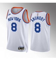 Men New Yok Knicks 8 OG Anunoby White 2021 22 City Edition Stitched Basketball Jersey