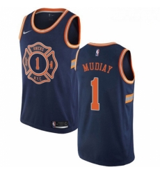 Mens Nike New York Knicks 1 Emmanuel Mudiay Swingman Navy Blue NBA Jersey City Edition 