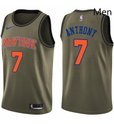 Mens Nike New York Knicks 7 Carmelo Anthony Swingman Green Salute to Service NBA Jersey