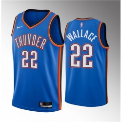 Men Oklahoma City Thunder 22 Cason Wallace Blue 2023 Draft Icon Edition Stitched Basketball Jersey