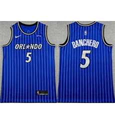 Men Orlando Magic 5 Paolo Banchero Blue 2025 Icon Edition Stitched Basketball Jersey