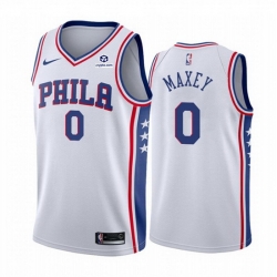 Men Philadelphia 76ers 0 Tyrese Maxey White Association Edition Stitched Jersey 606