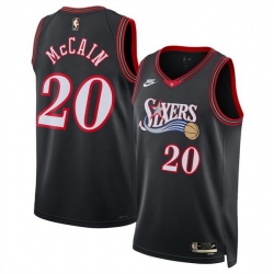 Men Philadelphia 76ers 20 Jared McCain Black 2025 Classic Edition Stitched Jersey Men Philadelphia 76ers 20 Jared McCain Black 2025 Classic Edition Stitched Jersey