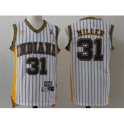 Men Indiana Pacers #31 Reggie Miller White Pinstripe Hardwood Classics Jersey