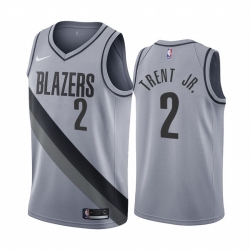 Men Portland Trail Portland Blazers 2 Gary Trent Jr  Gray NBA Swingman 2020 21 Earned Edition Jersey