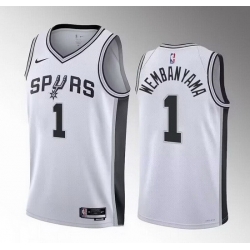 Men San Antonio Spurs 1 Victor Wembanyama White 2022 23 Association Edition Stitched Basketball JerseyS