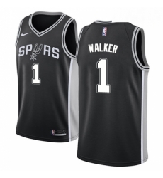 Mens Nike San Antonio Spurs 1 Lonnie Walker Swingman Black NBA Jersey Icon Edition 