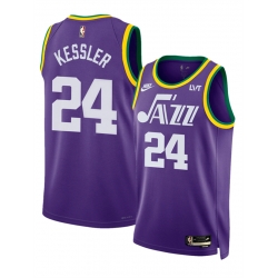 Men Utah Jazz 24 Walker Kessler Purple 2023 Classic Edition Stitched Basketball Jersey