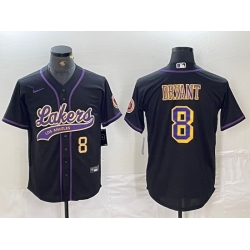 Men Los Angeles Lakers 8 Kobe Bryant Black Cool Base Stitched Baseball Jerseys 6