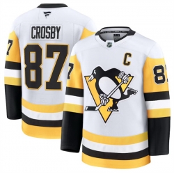 Men Pittsburgh Penguins 87 Sidney Crosby White 2024 25 Away Stitched Hockey Jersey