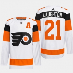 Men's Philadelphia Flyers #21 Scott Laughton White 2024 Stadium Series Stitched Jersey