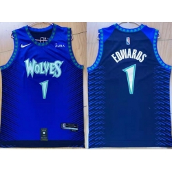 Men Minnesota Timberwolves 1 Anthony Edwards 75th Anniversary 2021 2022 City Edition NBA Jersey