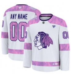 Men Women Youth Chicago Blackhawks Fanatics 2024 Hockey Fights Cancer Custom Practice Jersey White