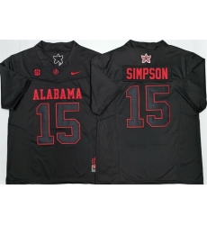 Men Alabama Crimson Tide 15 Ty Simpson Black F U S E Stitched Football Jersey