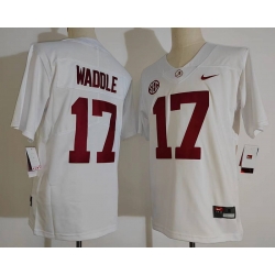 Men Alabama Crimson Tide 17 Jaylen Waddle White College Football Jersey