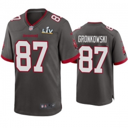 Men Rob Gronkowski Buccaneers Pewter Super Bowl Lv Game Jersey