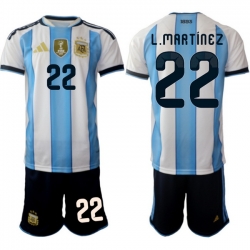 Argentina 2026 FIFA World Cup Soccer Jersey White #22 L.MARTINEZ