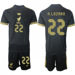 Men Mexico 2025 Soccer Jerseys BlackGold #22 H.LOZANO