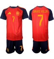 Spain 2026 FIFA World Cup Soccer Jersey Red #7 DAVID VILLA