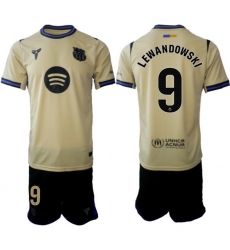 Men FC Barcelona 2026 Soccer Jerseys Beige #9 LEWANDOWSKI Men FC Barcelona 2026 Soccer Jerseys Beige #9 LEWANDOWSKI